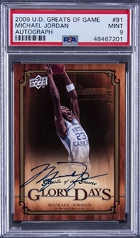 2009-10 Upper Deck Greats Of Game Autographs #91 Michael Jordan Signed Card (#06/10) - PSA MINT 9